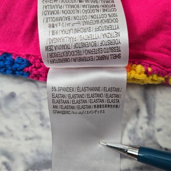 NWT Farm Rio Rainbow Crochet Bikini Top Pink Picnic Green Picnic size Medium - Picture 12 of 16